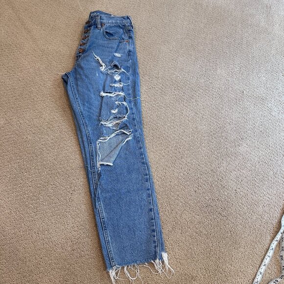 Free People Jean Blossom Boho Crop Skinny High Rise Button Fly Size 27 #OB901610 - Picture 10 of 14